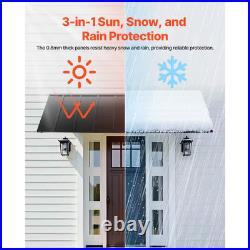 Fixed Metal Awning 104 X 36 In. Durable Steel Frame for Outdoor Protection, Fits