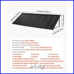 Fixed Metal Awning 104 X 36 In. Durable Steel Frame for Outdoor Protection, Fits