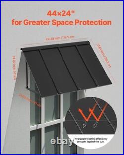Fixed Metal Awning 44 x 24 in, Window Awning Door Canopy, Stable Triangle Steel