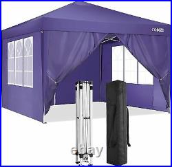 Folding Gazebo 10'x10' Pop Up Canopy Heavy Duty Commercial Tent with 4 Sidewalls
