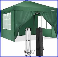 Folding Gazebo 10'x10' Pop Up Canopy Heavy Duty Commercial Tent with 4 Sidewalls