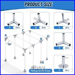 Frienda 8-Leg Lean-to Canopy Fittings for under 1-3/8 Pipes, 16 Pcs Lean to Car