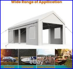 GRAVEE Heavy Duty Carport 13x25ft with Doors Windows Portable Garage for Car