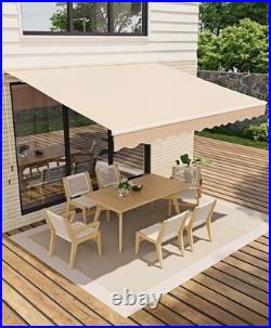 GarveeLife 13' x10' Manual Retractable Awning Waterproof Sun Shade Patio BEIGE
