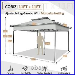 Gazebo 11 x 11 FT Metal Pop Up Canopy Tent Patio BBQ Wedding Outdoor Camping -US