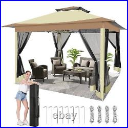 Gazebo 12x12FT Pop Up Canopy with Mosquito Net Outdoor Gazebo for Patios 2Tiered