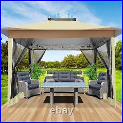 Gazebo 12x12FT Pop Up Canopy with Mosquito Net Outdoor Gazebo for Patios 2Tiered