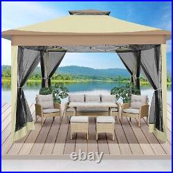 Gazebo 12x12FT Pop Up Canopy with Mosquito Net Outdoor Gazebo for Patios 2Tiered