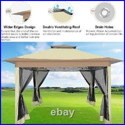 Gazebo 12x12FT Pop Up Canopy with Mosquito Net Outdoor Gazebo for Patios 2Tiered