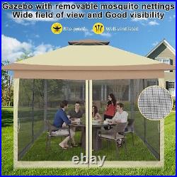 Gazebo 12x12FT Pop Up Canopy with Mosquito Net Outdoor Gazebo for Patios 2Tiered