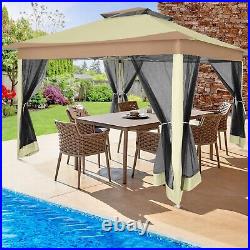 Gazebo 12x12FT Pop Up Canopy with Mosquito Net Outdoor Gazebo for Patios 2Tiered