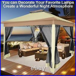 Gazebo 12x12FT Pop Up Canopy with Mosquito Net Outdoor Gazebo for Patios 2Tiered