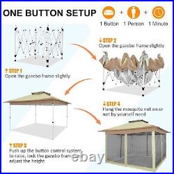 Gazebo 12x12FT Pop Up Canopy with Mosquito Net Outdoor Gazebo for Patios 2Tiered