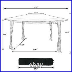 Gazebo Awning Pop-up Outdoor Canopy Tent For Patio Garden Party Wedding 12x12ft