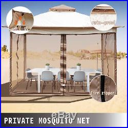 Gazebo Canopy 12'x12' Pop Up Tent Mesh Mosquito Net Patio Steel Fabric Outdoor