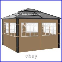 Gazebo Privacy Curtains 10' x 12' with PVC Windows, 4-Panels Side Wall with Z Gazebo Privacy Curtains 10' x 12' with PVC Windows, 4-Panels Side Wall with Z