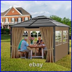 Gazebo Privacy Curtains 10' x 12' with PVC Windows, 4-Panels Side Wall with Z