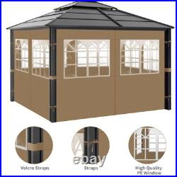 Gazebo Privacy Curtains 10' x 12' with PVC Windows, 4-Panels Side Wall with Z