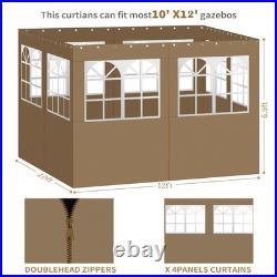 Gazebo Privacy Curtains 10' x 12' with PVC Windows, 4-Panels Side Wall with Z