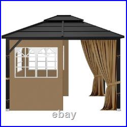 Gazebo Privacy Curtains 10' x 12' with PVC Windows, 4-Panels Side Wall with Z