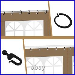 Gazebo Privacy Curtains 10' x 12' with PVC Windows, 4-Panels Side Wall with Z