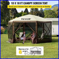 Gazebo Screen Tent, 10 X 10 Ft, 6 Sided Pop-Up Camping Canopy Shelter Tent with