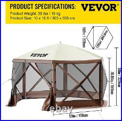 Gazebo Screen Tent, 10 X 10 Ft, 6 Sided Pop-Up Camping Canopy Shelter Tent with