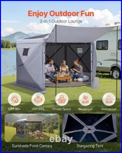 Gazebo Screen Tent, 12 x 12 ft Large 6-Sided Camping House Sun for 8-10 Persons