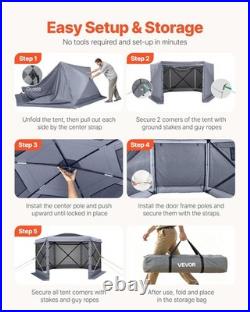 Gazebo Screen Tent, 12 x 12 ft Large 6-Sided Camping House Sun for 8-10 Persons