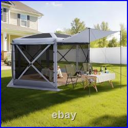 Gazebo Screen Tent, 12 x 12 ft Large 6-Sided Camping House Sun for 8-10 Persons