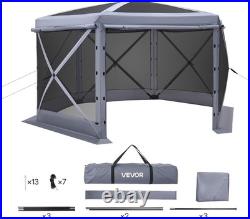 Gazebo Screen Tent, 12 x 12 ft Large 6-Sided Camping House Sun for 8-10 Persons