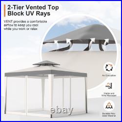 Gazebo Tent with Mosquito Netting Outdoor Canopy Shelter with 100 Square Feet