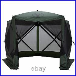 Gazelle 4 Person 5 Sided Portable Pop Up Gazebo Screened Tent, Green (Open Box)