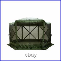 Gazelle 4 Person 5 Sided Portable Pop Up Gazebo Screened Tent, Green (Open Box)
