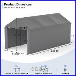 Gray Outdoor Carport 10x20ft Heavy Duty Canopy Storage Shed Portable Party Tent