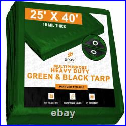 Green/ Black Poly Tarp Cover Super Heavy Duty 10 Mil Thick