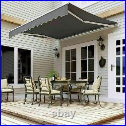 Grey Manual Awning Canopy Patio Garden Sun Shade Retractable Shelter US Seller