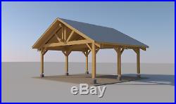 HEAVY TIMBER CARPORT FOR 2 VEHICLES CARS WOOD CANOPY PREFAB 474 sq. Ft. (20'x22')
