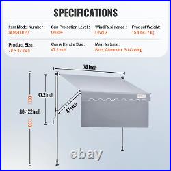HERMOSO Toldo para patio retráctil 6.5'X3.9'sombrilla 86-122 altura