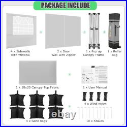 HOTEEL 10×20 Pop up Canopy Heavy Duty Outdoor Patio Gazebo Instant Vendor Tent