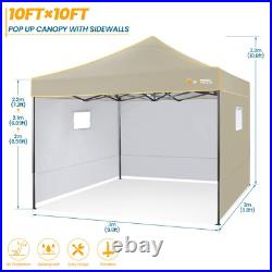 HOTEEL 10'x10' Pop Up Canopy Heavy Duty Commercial Instant Tent with 4 Sidewalls