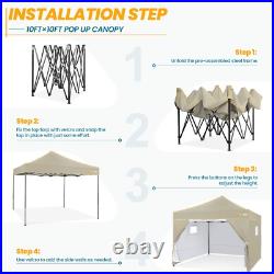 HOTEEL 10'x10' Pop Up Canopy Heavy Duty Commercial Instant Tent with 4 Sidewalls