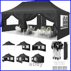 HOTEEL 10'x20' Pop up Canopy Tent with 6 Removable Sidewalls, Black