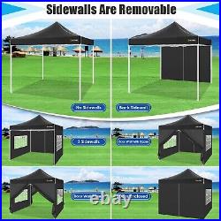 HOTEEL 10x10 Heavy Duty Pop up Canopy Commercial Vender Tent with 4 Sidewalls