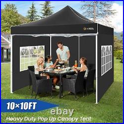 HOTEEL 10x10 Heavy Duty Pop up Canopy Commercial Vender Tent with 4 Sidewalls