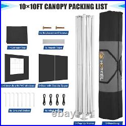 HOTEEL 10x10 Heavy Duty Pop up Canopy Commercial Vender Tent with 4 Sidewalls