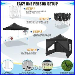 HOTEEL 10x10 Heavy Duty Pop up Canopy Commercial Vender Tent with 4 Sidewalls