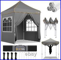 HOTEEL 6.6x6.6 Pop up Canopy Heavy Duty Beach Gazebo Tent UPF50+ with Sidewalls