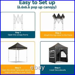 HOTEEL 6.6x6.6 Pop up Canopy Heavy Duty Beach Gazebo Tent UPF50+ with Sidewalls