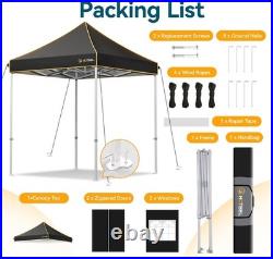 HOTEEL 6.6x6.6 Pop up Canopy Heavy Duty Beach Gazebo Tent UPF50+ with Sidewalls